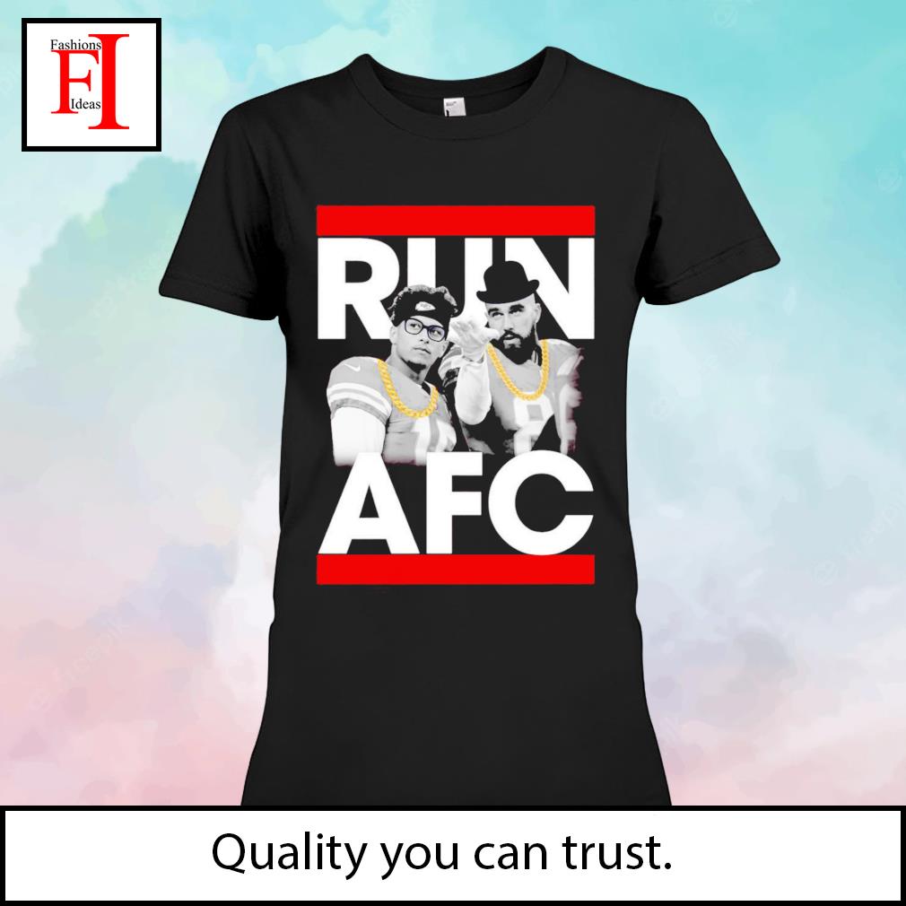 shubuzhi Patrick Mahomes Travis Kelce Run AFC T-Shirt White-Grey for Men-Women Fashion Classic Style Tee