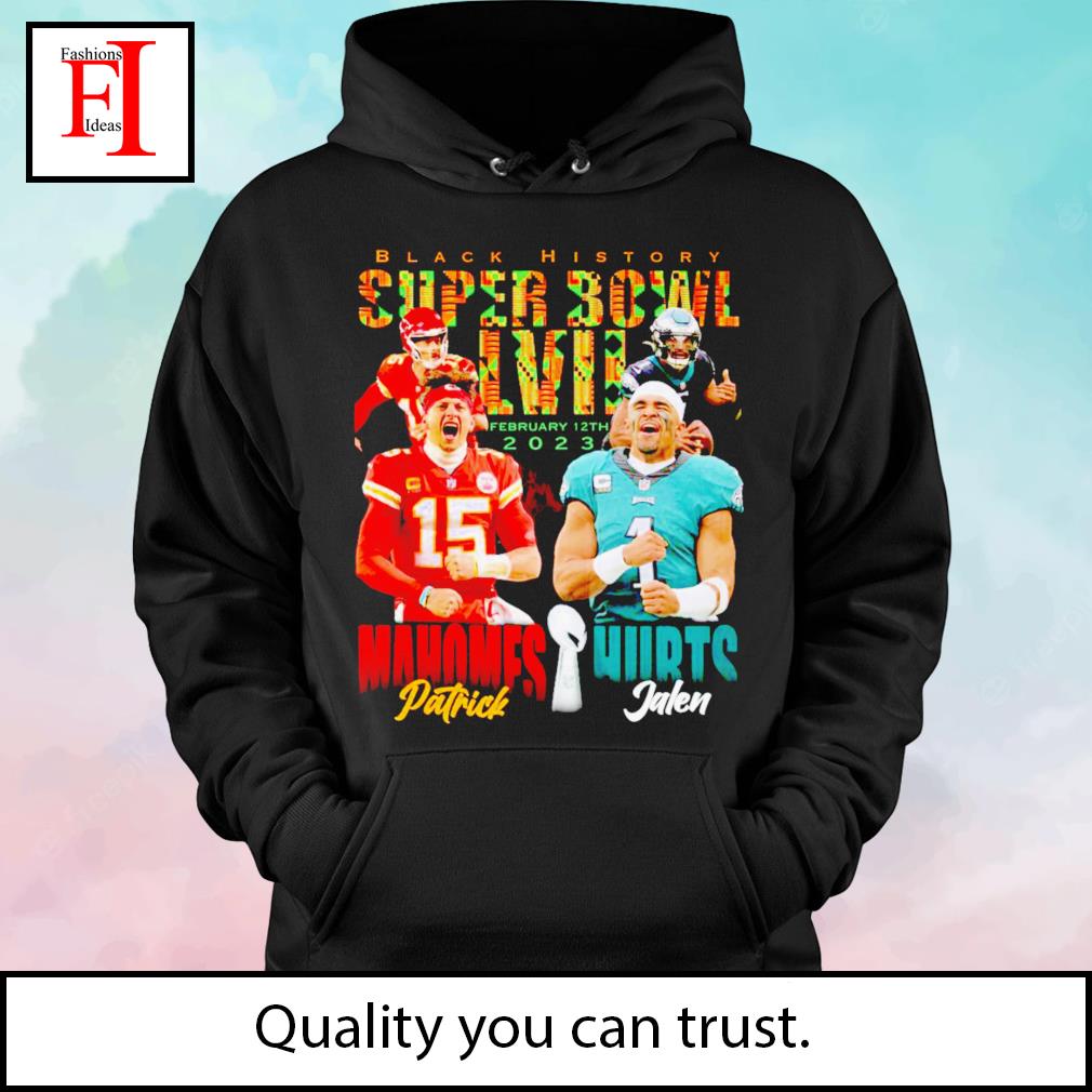 Patrick Mahomes vs Jalen Hurts Black histort super bowl LVII shirt, hoodie,  sweater and long sleeve