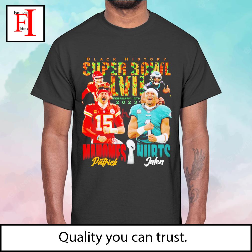 Patrick Mahomes vs Jalen Hurts Black histort super bowl LVII shirt, hoodie,  sweater and long sleeve