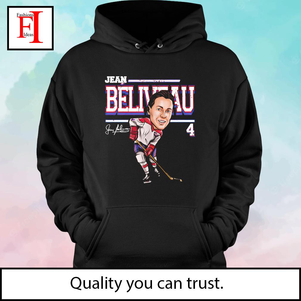 Jean Beliveau Montreal Cartoon hockey player signature hoodie