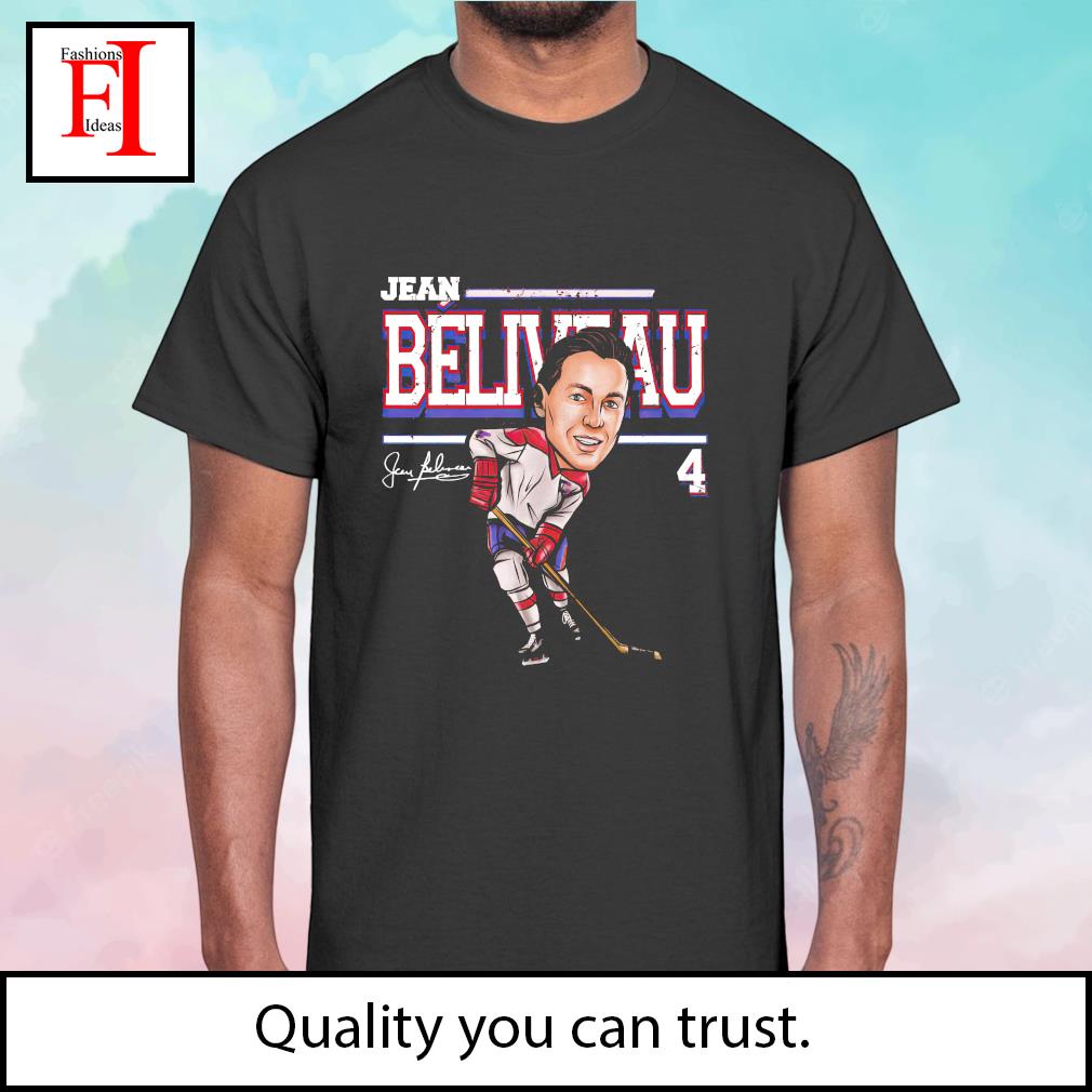 Jean Beliveau Montreal Cartoon hockey player signature shirt