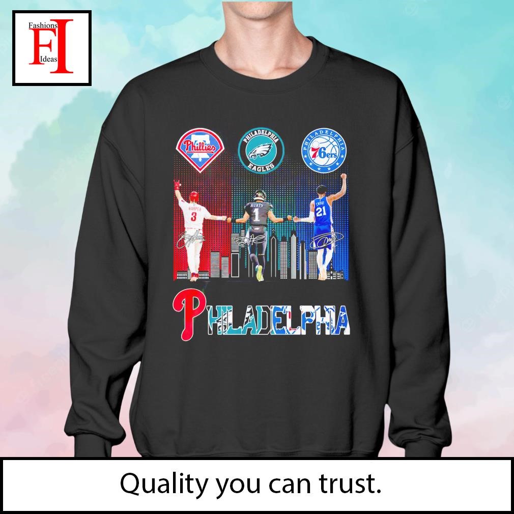 Philadelphia Phillies Eagles 76er Sports team signature shirt, hoodie,  sweater, long sleeve and tank top