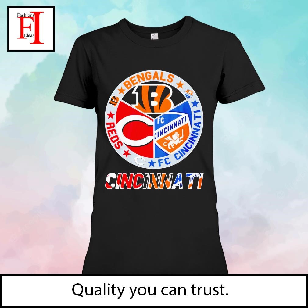 Cincinnati city logo bengals and fc cincinnati and reds shirt, hoodie,  sweater, long sleeve and tank top