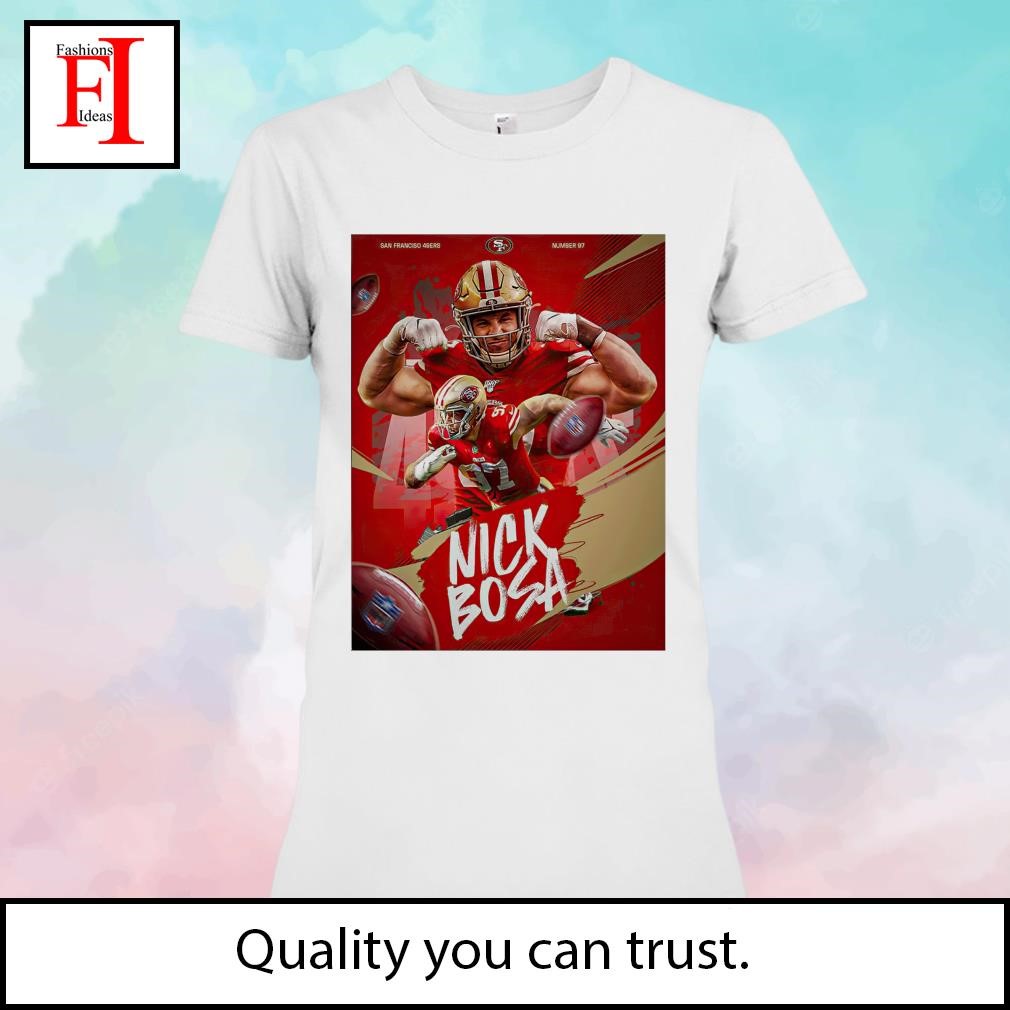 Girls Youth Nick Bosa Pink San Francisco 49ers Fashion Fan Gear V-Neck T- Shirt