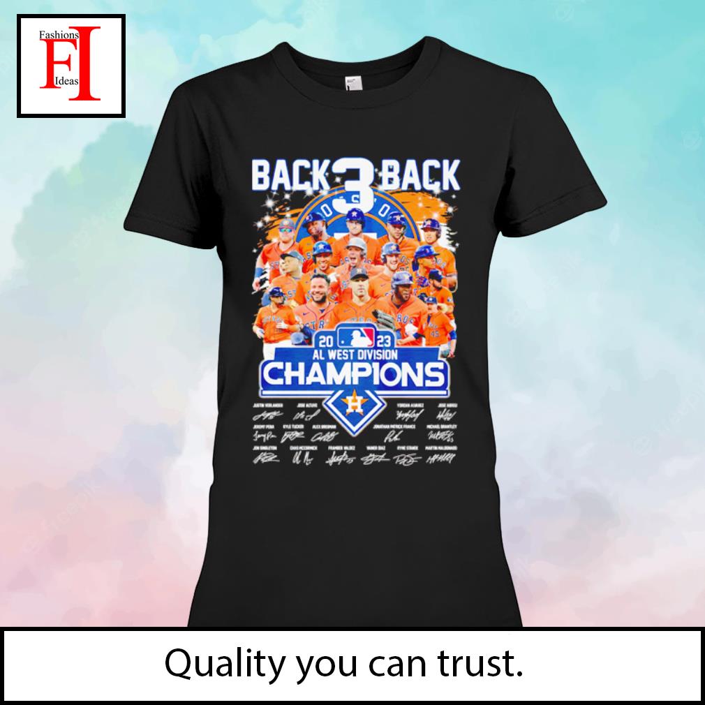 Back 3 back 2023 AL West Division Champions all players baseball signatures s ladies-tee