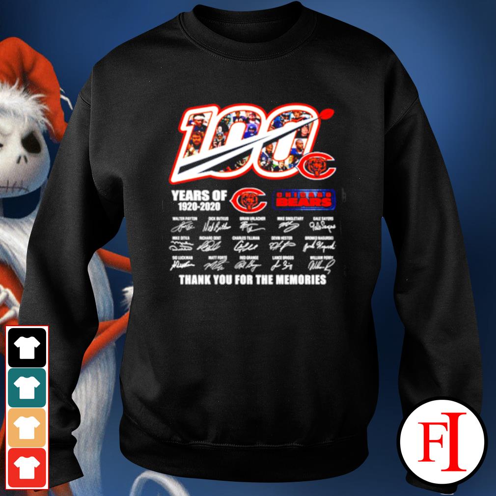 100 Years Of 1920-2020 Chicago Bears Signatures Thank You For The Memories  Shirt